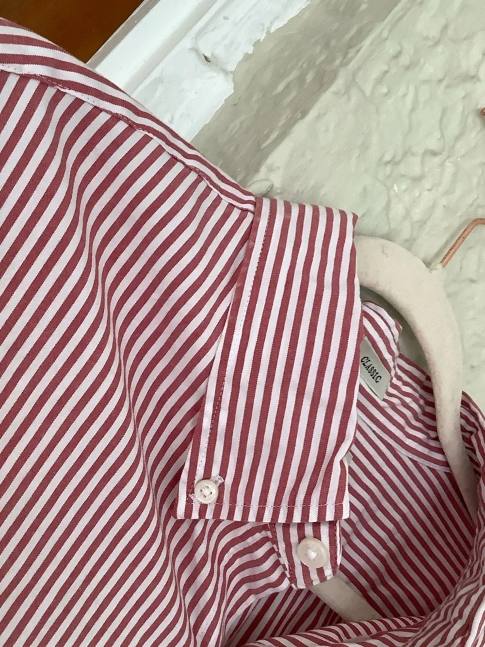 J. Crew Red & White Striped Button-Up Dress Shirt